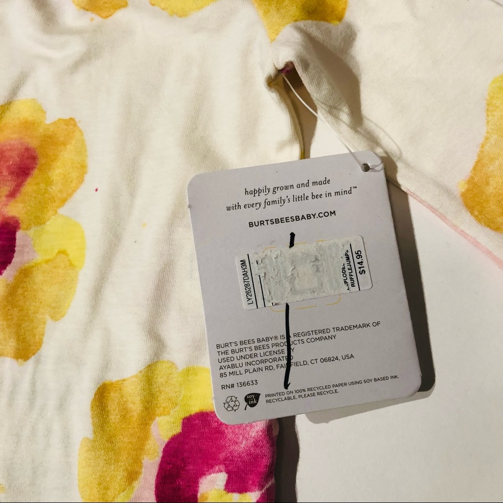 NWT Burt’s Bees 0-3m floral spring romper - Picture 5 of 8
